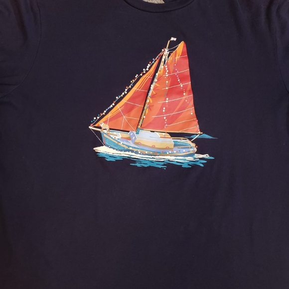 Club Room Men Blue Shirt Long Sleeve Graphic Sail Boat Size L - Picture 3 of 6